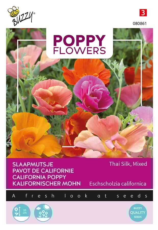 Buzzy® Poppy Flowers, Californian Poppy Thai Silk