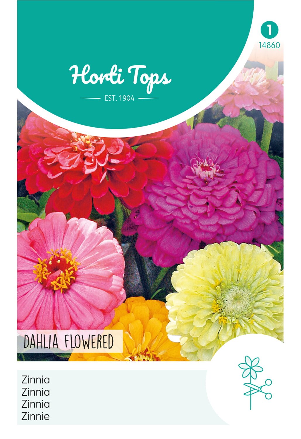 Horti Tops® Zinnia Elegans Dahlia Flowered Double Mixed